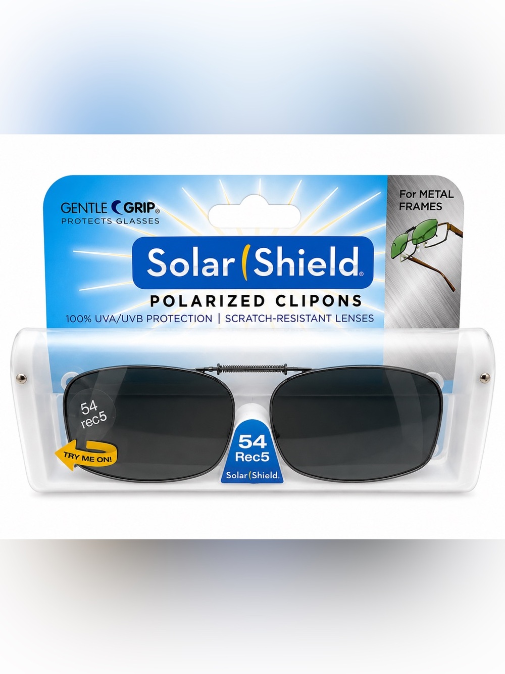 Solar Shield Polarized Clip-Ons in Black - Gentle Grip 54 Rec5